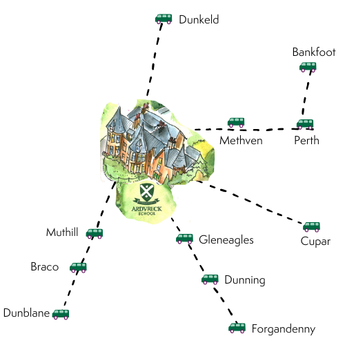 Bus Routes around Crieff to Dunblane, Dunkeld, Perth and Cuper Bus routes to Dunkeld, Dunblane, Braco, Cupar, Muthill, Gleneagles, Dunning, Forgandenny, Methven, Perth and Bankfoot